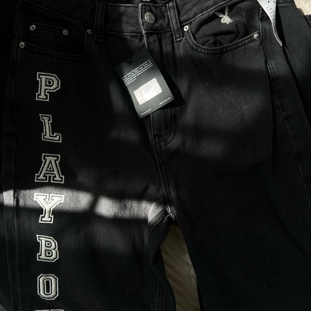 PLAYBOY Womens Dark Jeans with Logo Detail